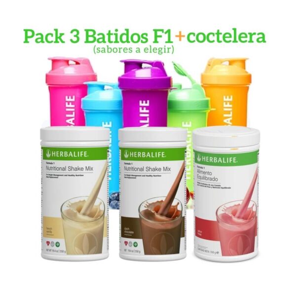 Pack 3 Batidos Fórmula 1 Herbalife + Coctelera